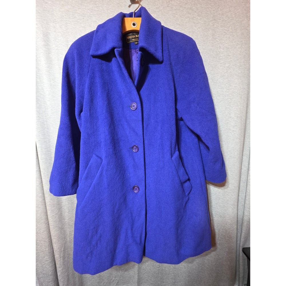 Vintage Kristen Blake Purple/Blue Wool Coat USA Made Union Tag Mid Length  XS